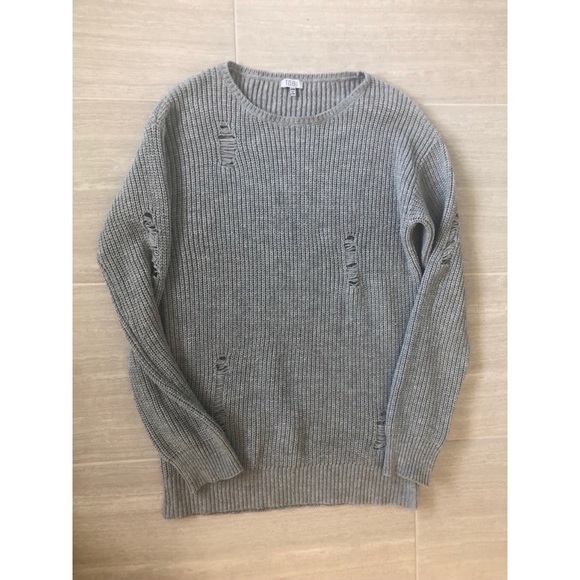 Grey Distressed Sweater Dress NWOT - Picture 4 of 6